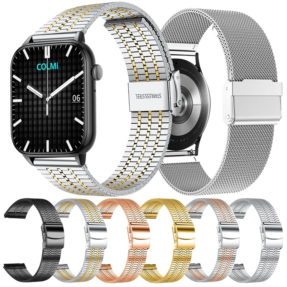 Metal Watch Strap For COLMI C61/C60/I30/P28 Plus/P8 Wristband For Huawei gt 2/3 pro 20 22mm Band Watchband Bracelet Accessories