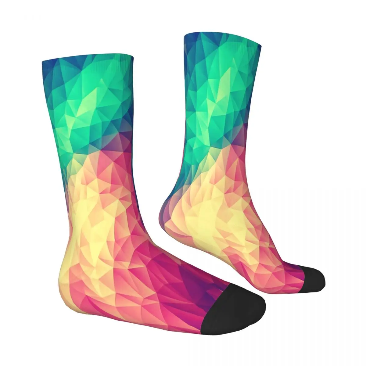 Abstract Polygon Multi Color Pattern Of Square Socks Male Mens Women Autumn Stockings Hip Hop