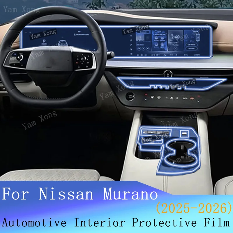 

Auto Gear Panel Transparent Wrap Film For Nissan Murano Full set interior Films Navigation screen Protection Sticker Accessories