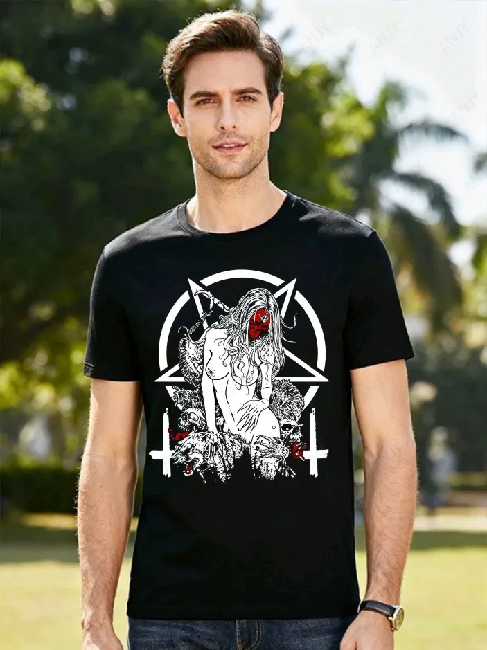 Satan Sister Tattoo Evil T-shirt Sexy Men's Summer Comfortable Short Sleeve Top
