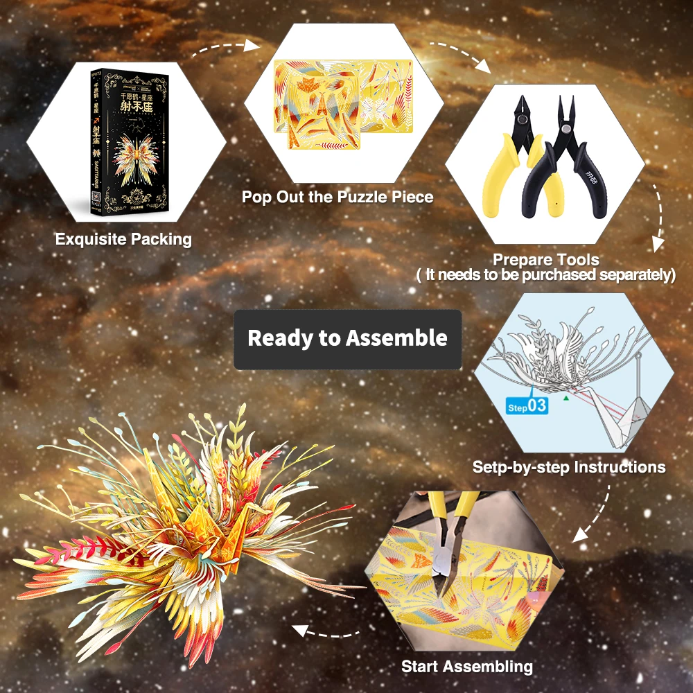 Piececool 3D Metal Puzzles Sagittarius Assembly Model Kits Constellation Jigsaw DIY Toys Best Birthday Gifts