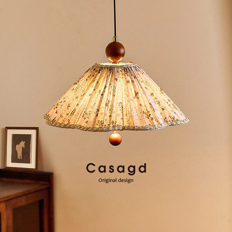 French antique restaurant chandelier retro jacquard fabric study light can lift eye protection bedroom light