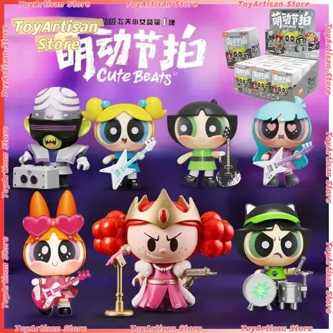 Blokees Powerpuff Girls Cute Beats Blind Box Figures Band Series Collectible Toys Desktop Ornaments Birthday Gift For Fans