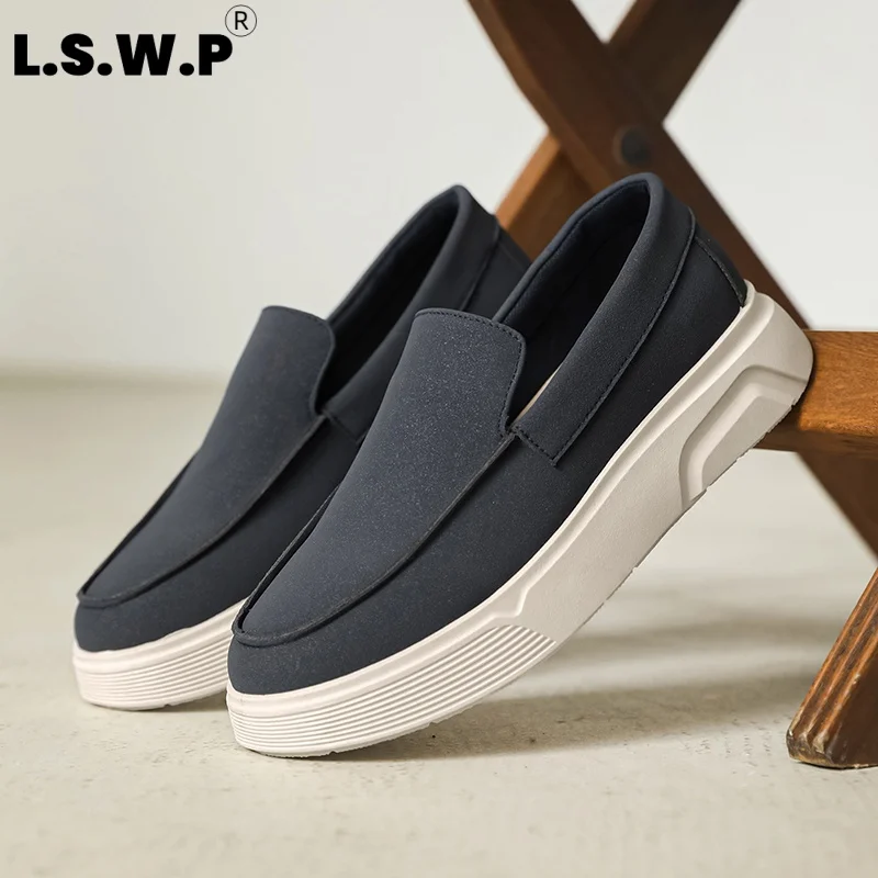 Men's Casual Sneakers, Simple Slip-On Loafers, Soft Suede Upper That's Breathable and Not Stuffy, Thick Sole with Hidden Height Increase, Solid Stitching for Stability and Durability, Versatile Color Scheme, Suitable for Pairing with Long Pants and Shorts, Ideal for Daily Casual Wear and Light Commuting.