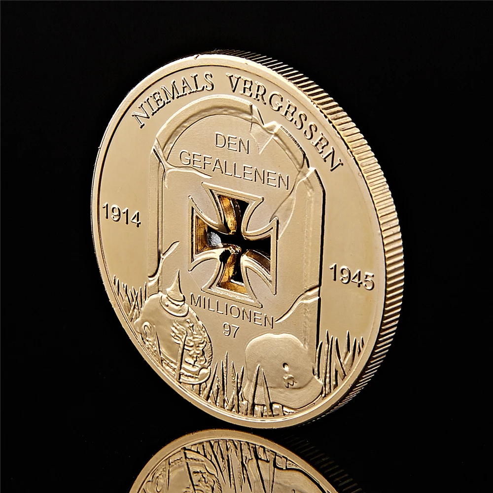 WWI&WWII Germany Cross Gold Plated Coin Ich Hatt Einen Kameraden Souvenir Metal Coin