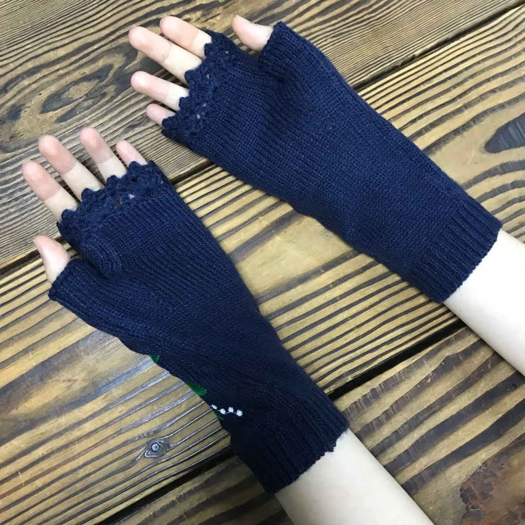 Guantes de lana para mujer, manoplas tejidas cálidas de búho alargado, para otoño e invierno, novedad