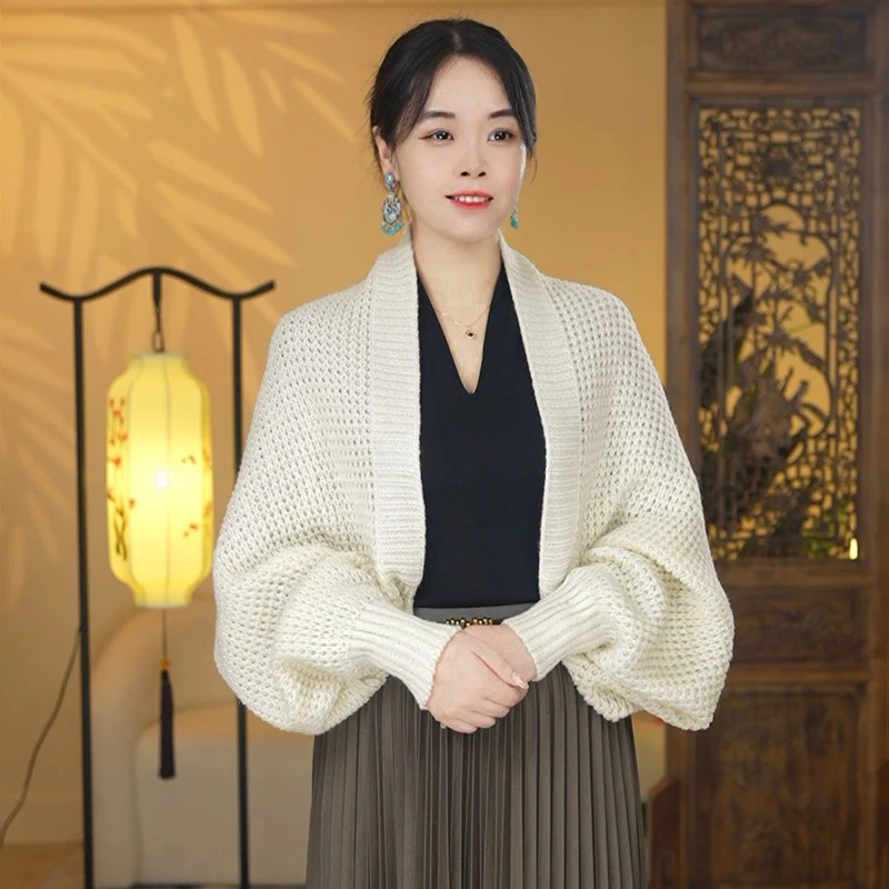 Korean Version Knitted Cotton Shawl Scarf Women Autumn Winter Pure Color Cape Soft Simple Temperament Tippet Female Shawl