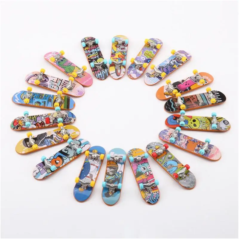 12pcs Skateboard Set Mini Alloy Finger Scooter Toys New Unique Finger Scooter Toys Children Indoor Home Toy Kids Birthday Gifts