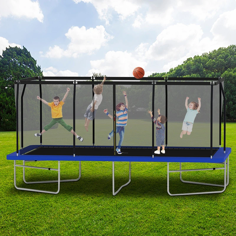 

8ftx14ft Large Rectangular Adult Trampoline With Full Surround Enclosure Net 2026