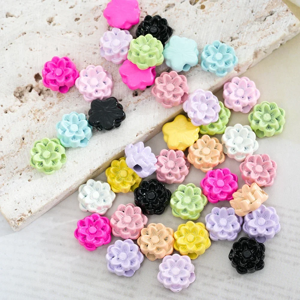 10pcs Color Print Flower Enamel Spacer Beads For Women DIY Jewelry Making Necklace Bracelet Metal Beads Findings