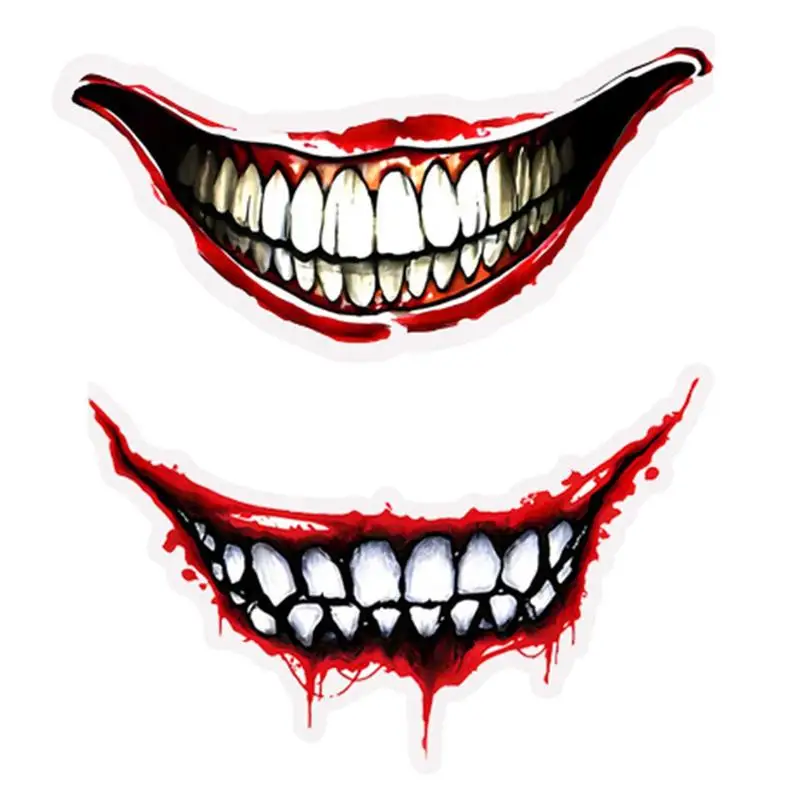 car Blood Stickers Halloween Horror BigMouth Face Sticker Funny Makeup Party WaterproofTattoo Sticker Creepy Smile Teeth Decals