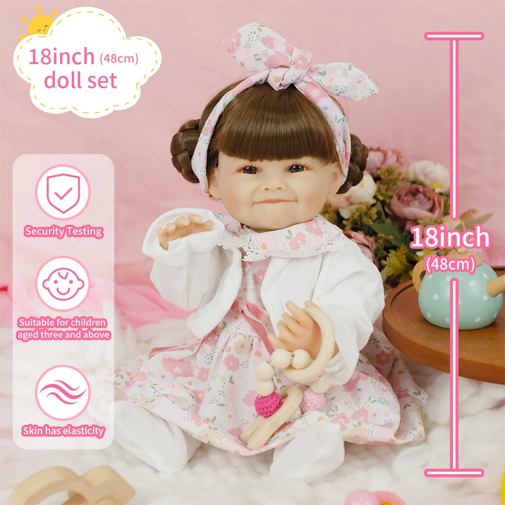 

48CM Lifelike Reborn Toddler Dolls Raya Full Silicone Vinyl Body Bebe Doll Waterproof Bath Toy Girl High Quality Christmas Gifts