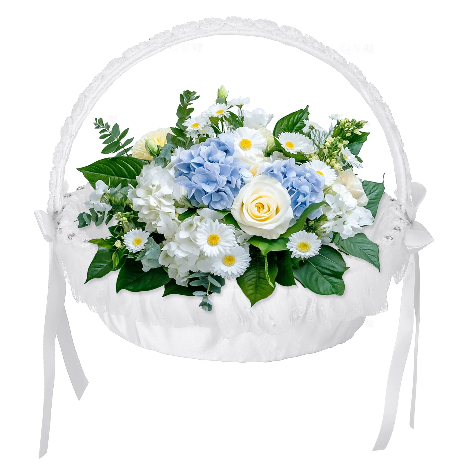 

1Pcs Lace Flower Basket for Wedding Hand-Held Flower Children Basket Portable Lightweight Bridal Ceremony Decor Elegant Petal