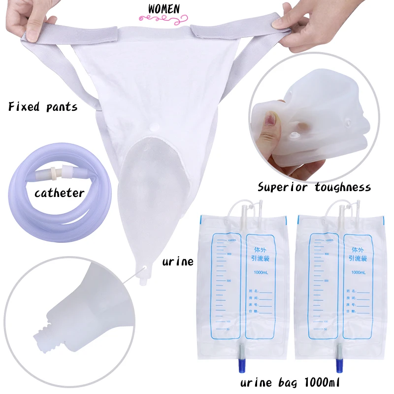 Urine Collector Silicone Reusable Incontinence Urinal Pee Holder Bag Male Urine Collection Bag Comfortable for Bedridden Patient