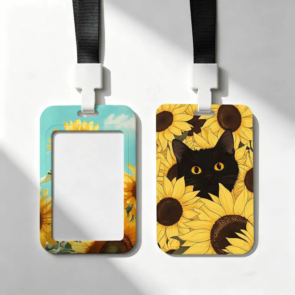 Beautiful Sunflower ID Holder With For Office School Name Card Credentials Case