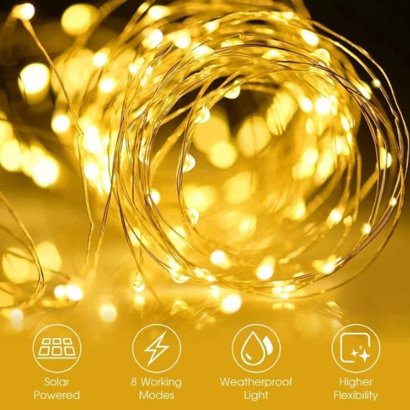 Solar String Light Outdoor Garden Fairy String Light Led Twinkle Waterproof Lamp for Christmas Patio Tree Party 5M/12M/22M/42M