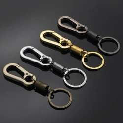Vintage Metal Spring Keychain Simple Climbing Hook Key Chains For Men Sturdy Carabiner Shape Keyring Car Key Holder Accessories
