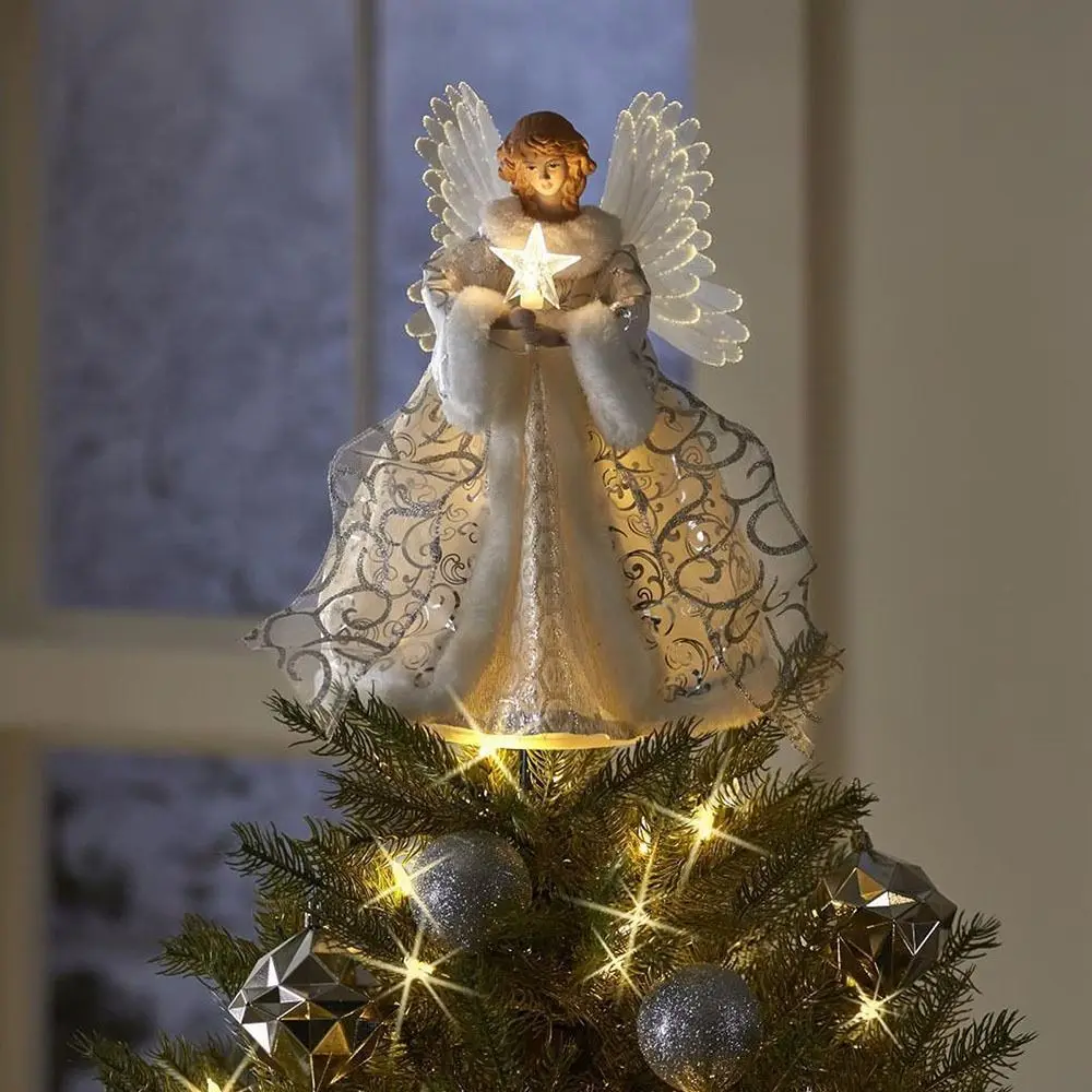 Christmas Tree Topper Angel Kids Fairy LED Light Up Three-dimensional Toys Christmas Tree Top Decoration Ornament