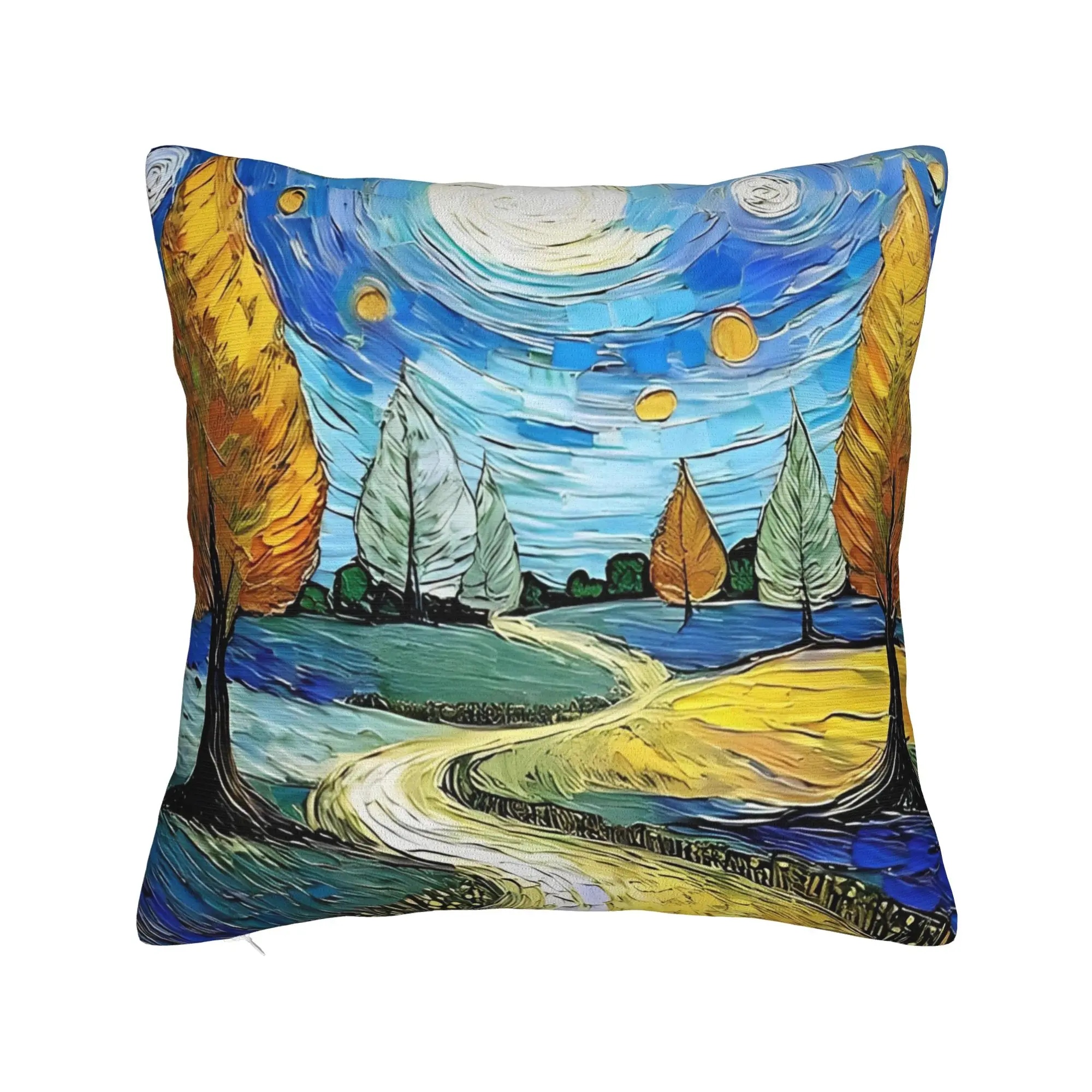 Van Gogh Square Pillowcases Polyester Sofa Starry Sky Oil Painting Cushion Cover Creative Home Decoration Pillow Cover 40*40