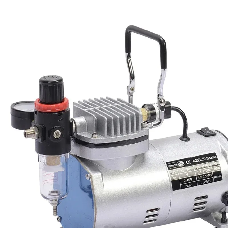 

【Best-selling】NewTC-208 Mini Air Compressor 220V Ultra Quiet Oil-free Vacuum Pump Fully Enclosed Jet Pump Air Compressor Tool