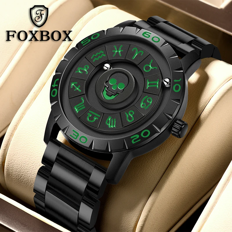 

2026 FOXBOX новые роскошные мужские часы, модные креативные кварцевые наручные часы, 30 м, водонепроницаемые часы с прокрутными бусинами, мужские часы Reloj Hombre