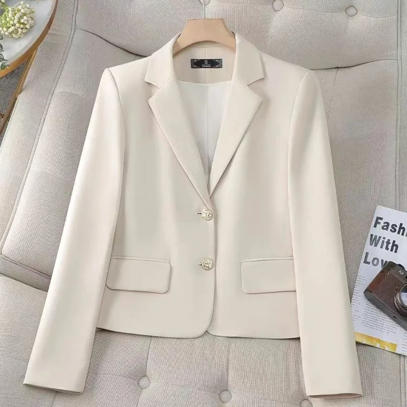 Women\'s Jacket Chic Elegant All Match Casual Office Work Solid Chic Single Button Business Design Fashion Jacket Top