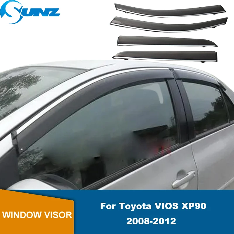 Side Window Deflector For Toyota VIOS XP90 2008 2009 2010 2011 2012 Car Window Visor Sun Rain Vent Shade Tape-On Outside Visors