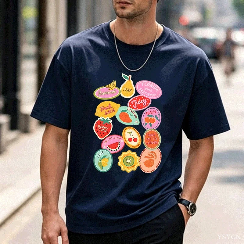 Cute Fruit Strawberry Tshirt Comfortable Summer Cottagecore Berries T-shirt Men Crewneck Short Sleeve T-shirts Streetwear Tops