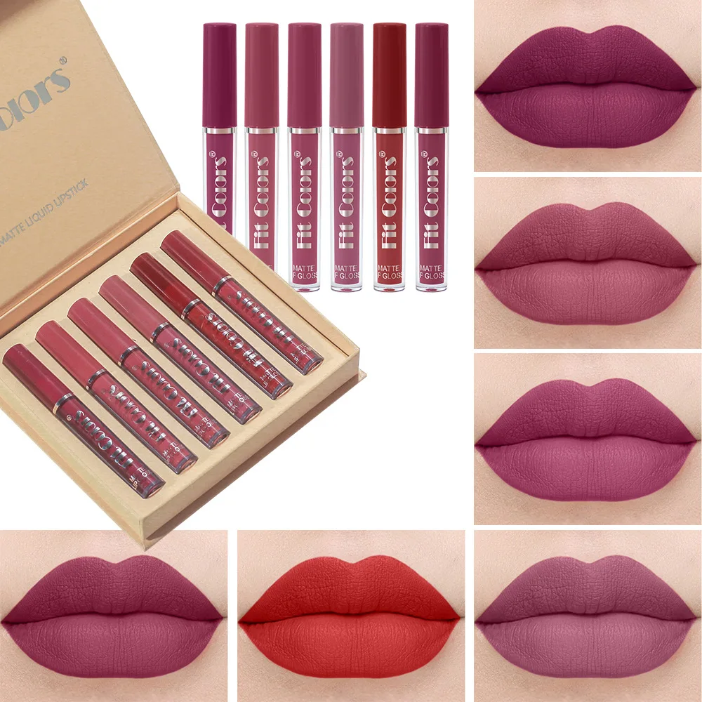 6 - Pack Matte Lip Gloss Set With Long - Lasting Color Rendering, Easy To Apply, Waterproof Lip Makeup Set