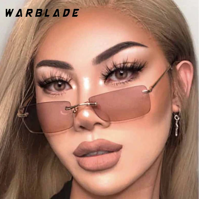 

Retro Metal Small Square Rimless Women Man Sunglasses Luxury Brand Designer Sunglasses Outdoor Travel Driving Shades UV400 Очки