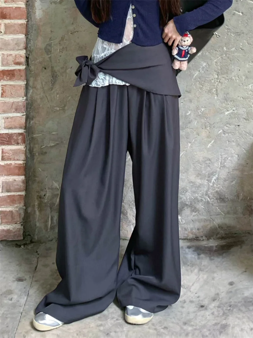 PLAMTEE New Arrival Women Wide Leg Pants Loose Autumn Mopping 2024 Casual OL High Waist Slim Straight All Match Streetwear