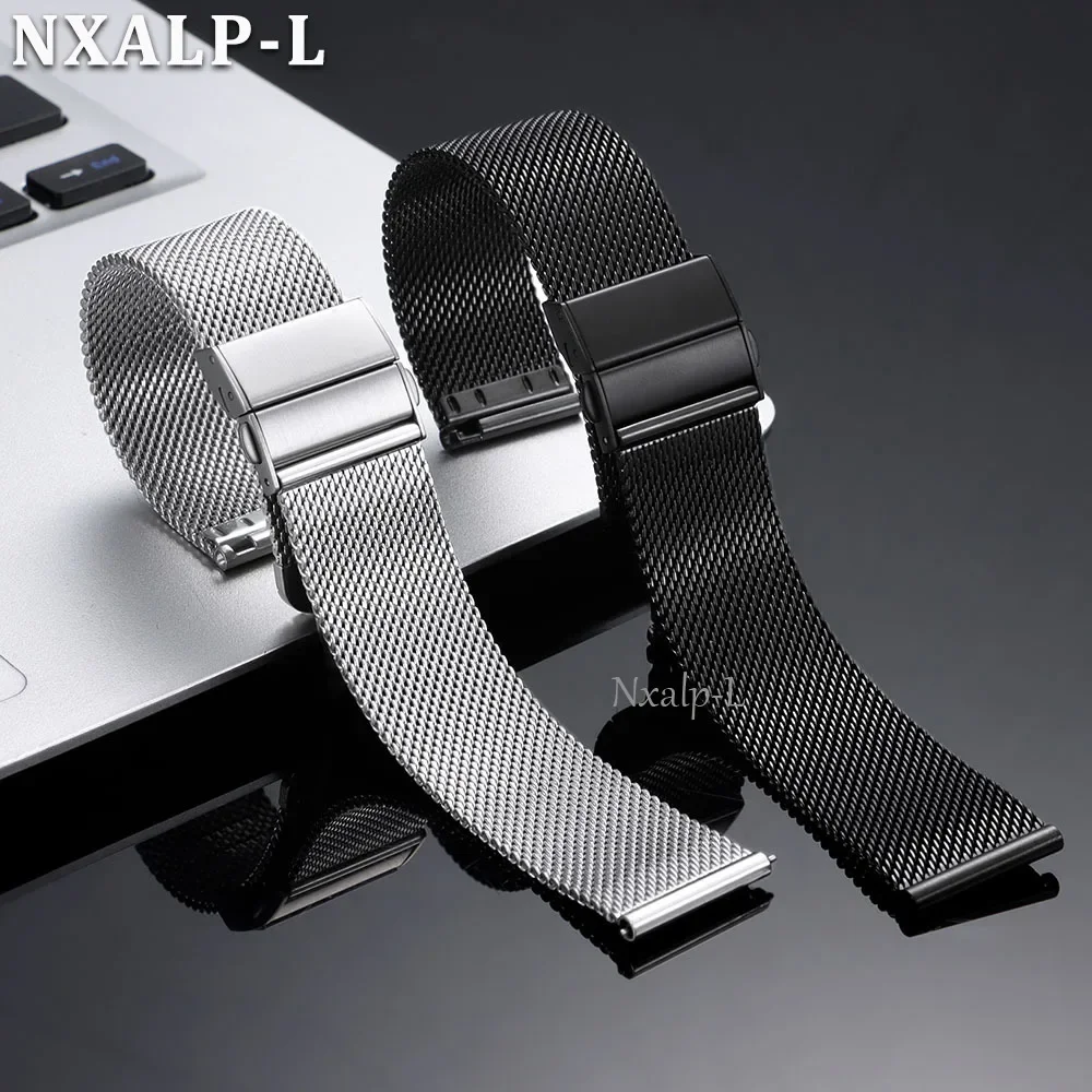 0.6 Milanese Mesh Loop 16 18mm 20mm 22mm Stainless Steel Watch Band Quick Release Bracelet 2mm Thickness Strap for DW for Omega view 6