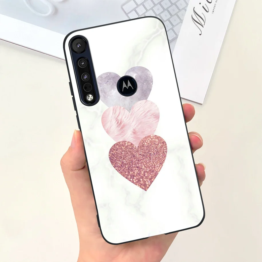 For Motorola One Macro Case New Fashion Flower Marble Fundas Black Soft Silicone Protective Back Cover For Moto One Macro Bumper view 4