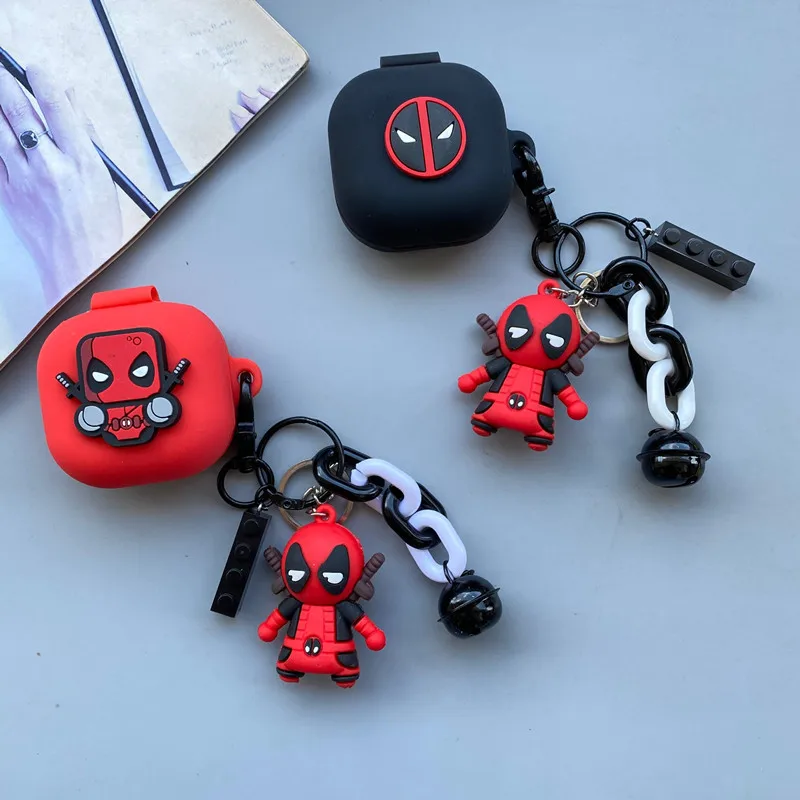 Cartoon Marvel Deadpool etui na słuchawki do Samsung Galaxy Buds 2/Live/Pro silikonowe etui ochronne do Samsung z breloczkiem