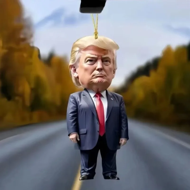 Interesting Cartoon Trump Pendant Trump Christmas Decor Hanging Ornament Acrylic Material Funny and Cartoon Pendant Car DIY Gift