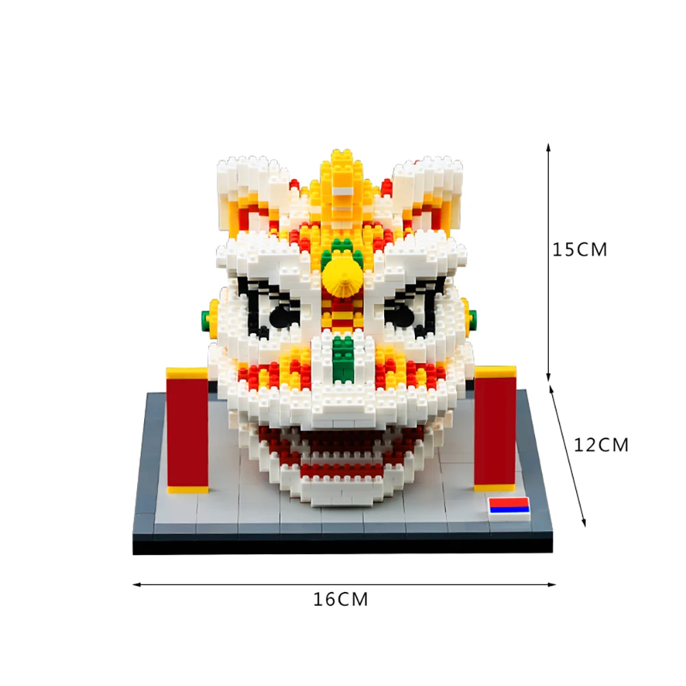 Chinese leeuwenkop bouwsteen montageset traditioneel cultuurmodel geschikt als een lentefestivalcadeau voor kinderen / volwassenen
