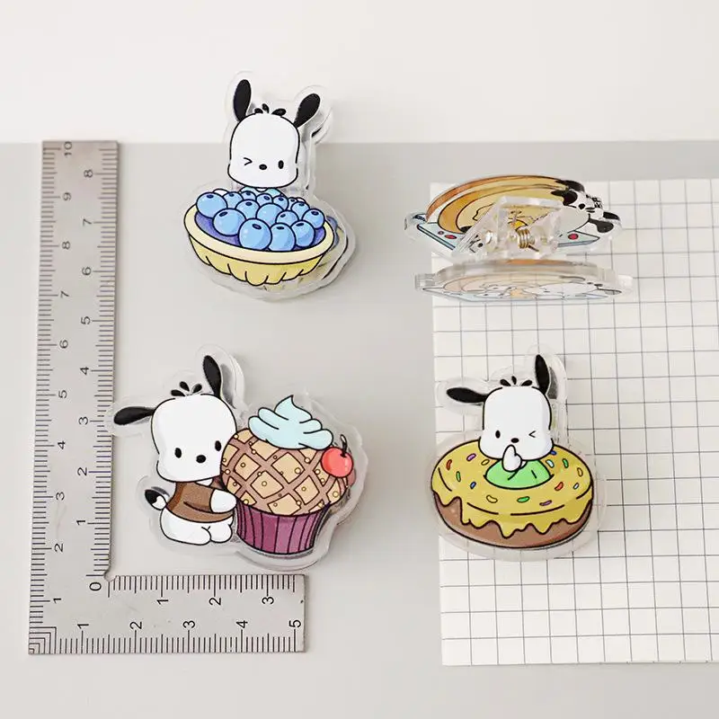 Kawaii Pochacco Closure Clamp Sanrio Good-Looking Pp Clip To Erect A Card Ins Multi Functional Vertical Test Paper Clip Folder