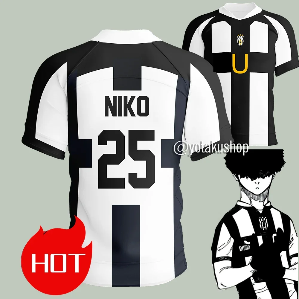 2025 Blue Lock Ubers Jersey fútbol camisetas con cuello en V uniformes de Cosplay Barou Aiku Lorenzo camiseta Unisex Uber Street Wear Tops