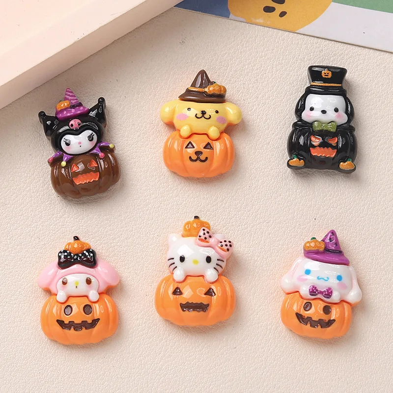 10 Stücke Neue Modelle Harz Niedlichen Cartoon Halloween Kürbis Serie Flachen Boden Ornament DIY Schmuck Machen Maniküre Zubehör