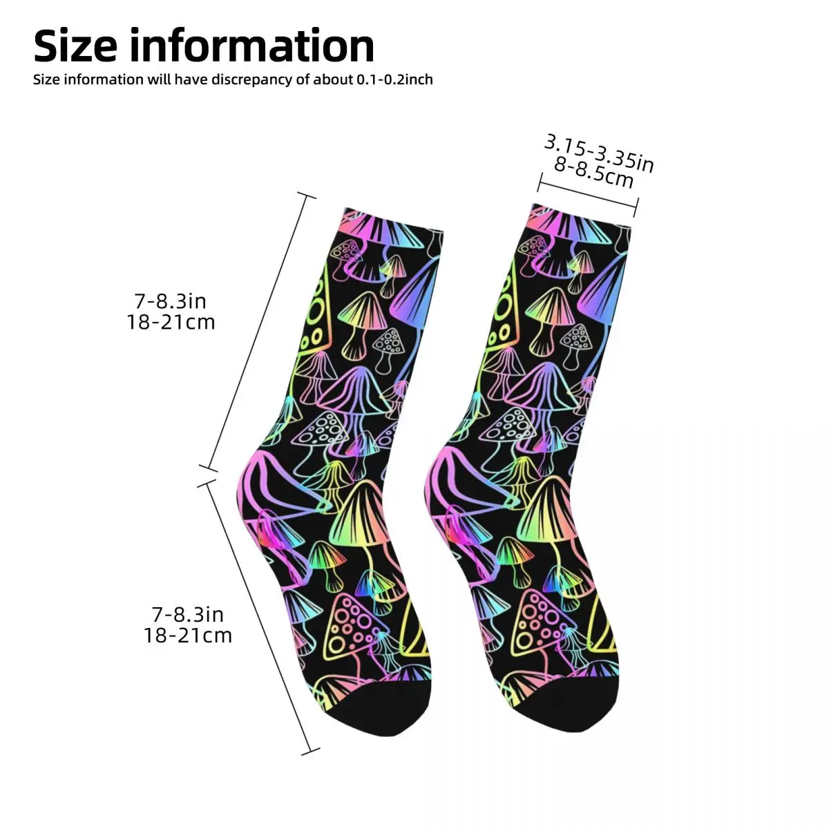 Funny Crazy Sock for Men Magic Harajuku Mushroom Quality Pattern Printed Crew Sock Seamless Gift