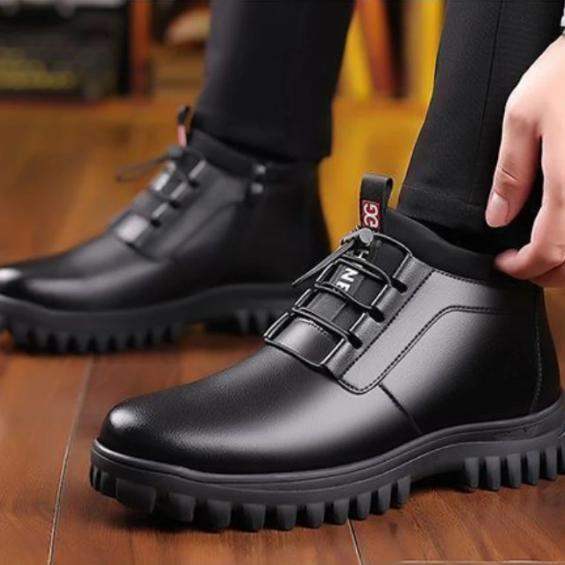 

Autumn and Winter Fashion New Style with Plush Warm High Top Men's Boots Outdoor Comfortable and Versatile Casual Men's Boots