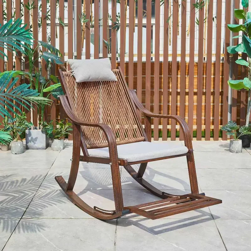 for Lazy Rocking Chair Leisure Drawstring Reclining Chair for Lunch Break Household Outdoor Courtyard Terrace Happy Chair