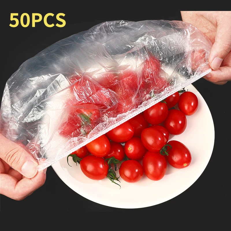 Herbruikbare wegwerpvoedselafdekking Plastic folie Duurzame elastische voedseldeksels voor kommen Elastische plaatafdekkingen voor keukenvoedselbesparende tas - afbeelding 1