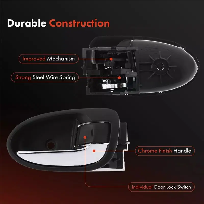 1Pair Interior Door Handle Pull Chrome+Black For Toyota Yaris RS 2007-2010 69205-0D160-B0 69206-0D160-B0 6920652130