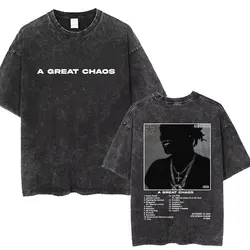 Washed Vintage Rapper Ken Carson A Great Chaos Album Tshirt Men Women Fashion Hip Hop T-shirts Male Casual Oversized T Shirts