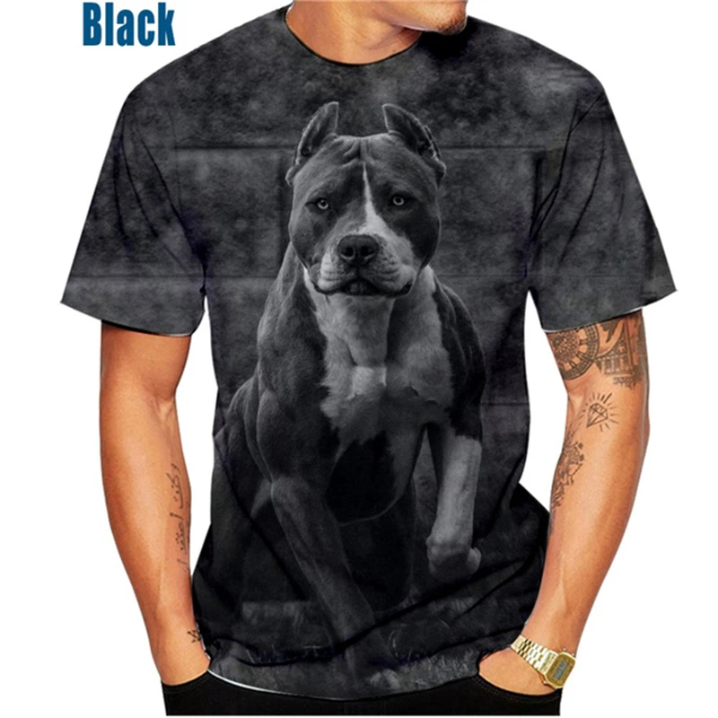 Funny Pitbull Dog 3D Printed T-shirt Men Women O-Neck Short Sleeve Tee Clothing Kid Oversized Harajuku Animal Print T Shirt Tops