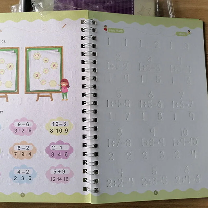 Free Shipping Magic Copy Book Free Wiping Children Kid Writing Sticker Practice English Copybook For Calligraphy Montessori Gift