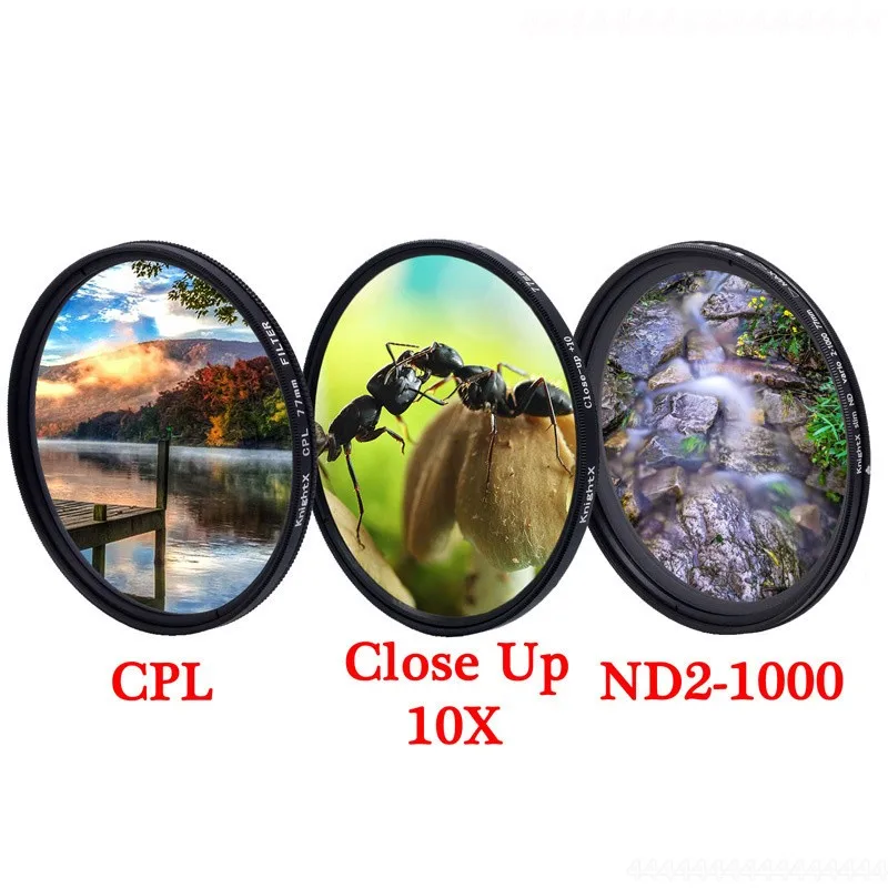 

KnightX CPL 10+ ND2-1000 Lens Filter 3 in 1 for Cannon Nikon Sony Pentax Camera Lens