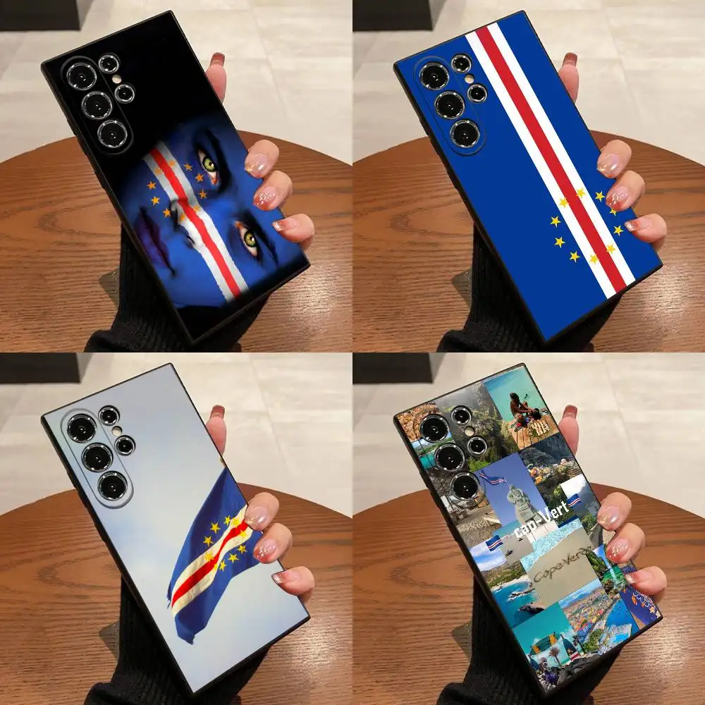 أفريقيا كيب فيردي جواز السفر العلم حالة الهاتف لسامسونج S22، S24، S20، S25، S23، S30، S21، الترا، زائد، 5G، Fe، لايت غطاء أسود #1