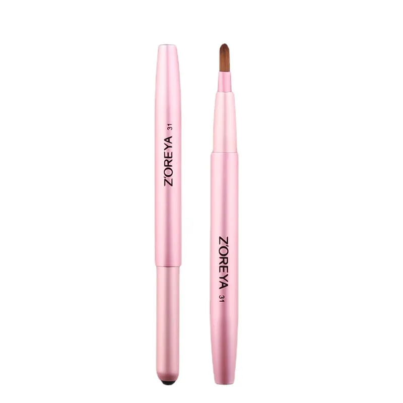 Pinceau de maquillage Z "oreya, brosse en fibre, simple rose, portable, rétractable, Jules, rouge à lèvres